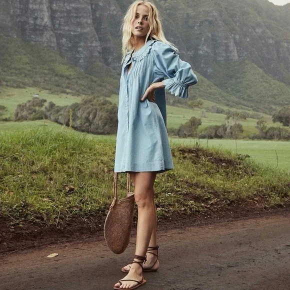 DOEN Wing Mini Dress, Parisian Chambray Blue